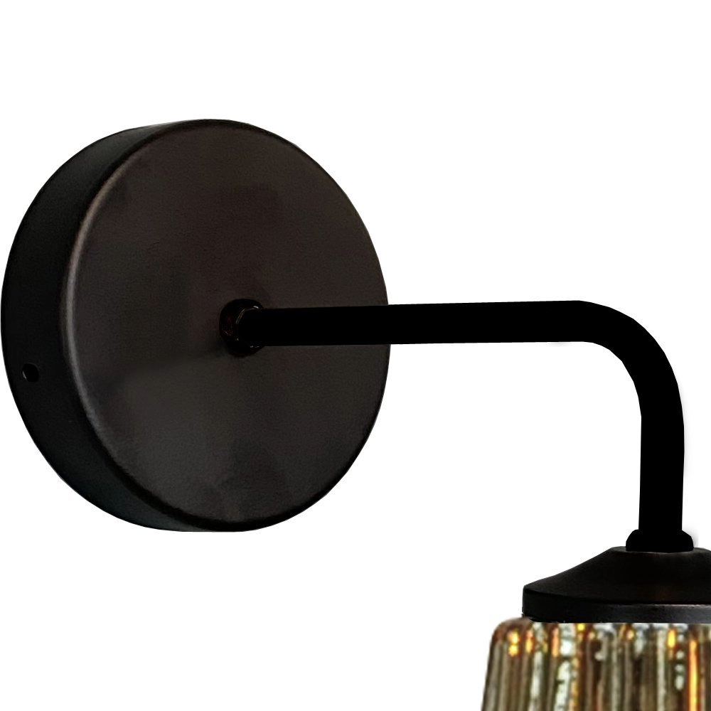 Wandlamp zwart Quinto met gestreept glas Masterlight 8718121249506