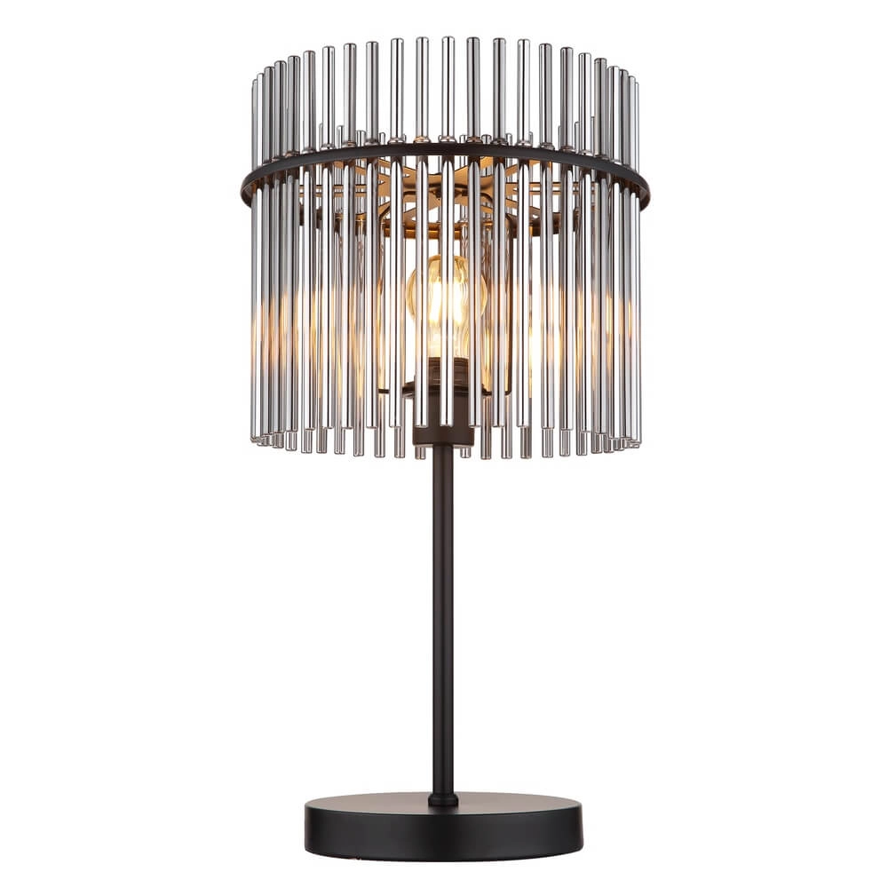 Zwarte tafellamp Gorley met smoke glas Ø 30cm Globo 9007371487004