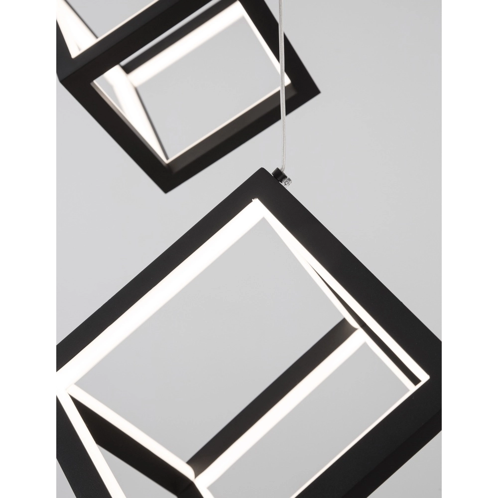 Vierkante hanglamp Gabbia zwart triple Lyora 5212017423412