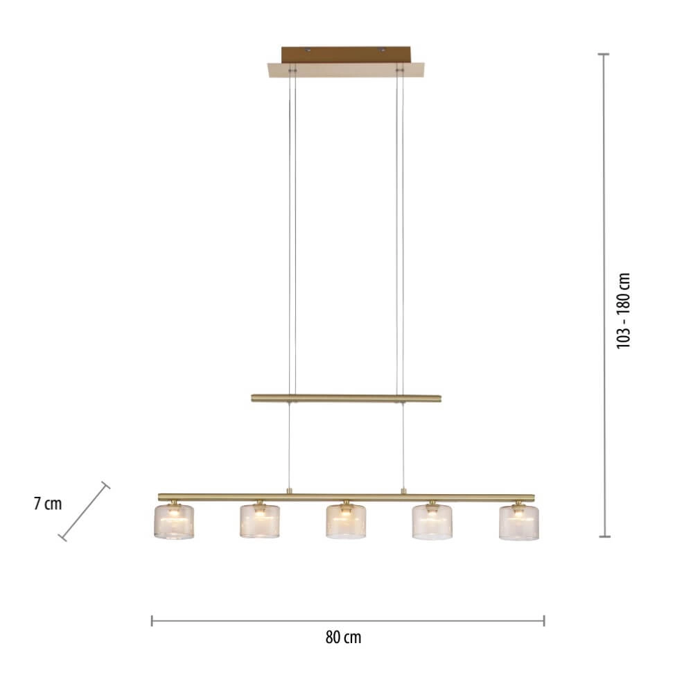 5-lichts hanglamp Hydra messing Paul Neuhaus 4012248364987
