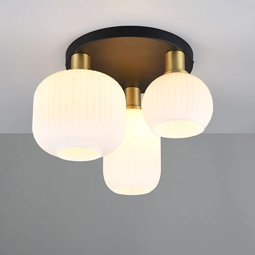 Trendy plafondlamp Diva met wit glas Trio 4017807614541