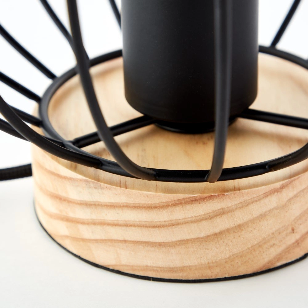 Draad tafellampje Sorana zwart met hout Brilliant 4004353379116