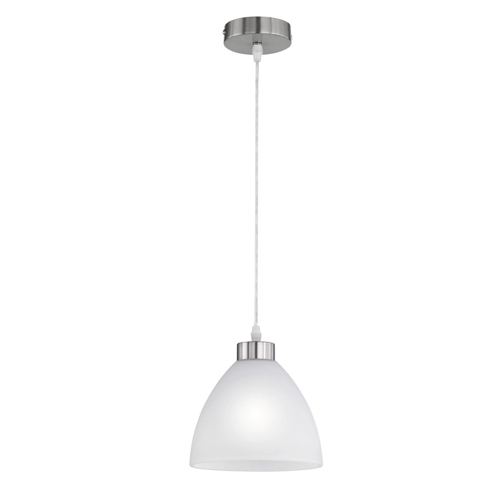 Landelijke Hanglamp Dallas 29cm wit met nikkel Trio 4017807187397