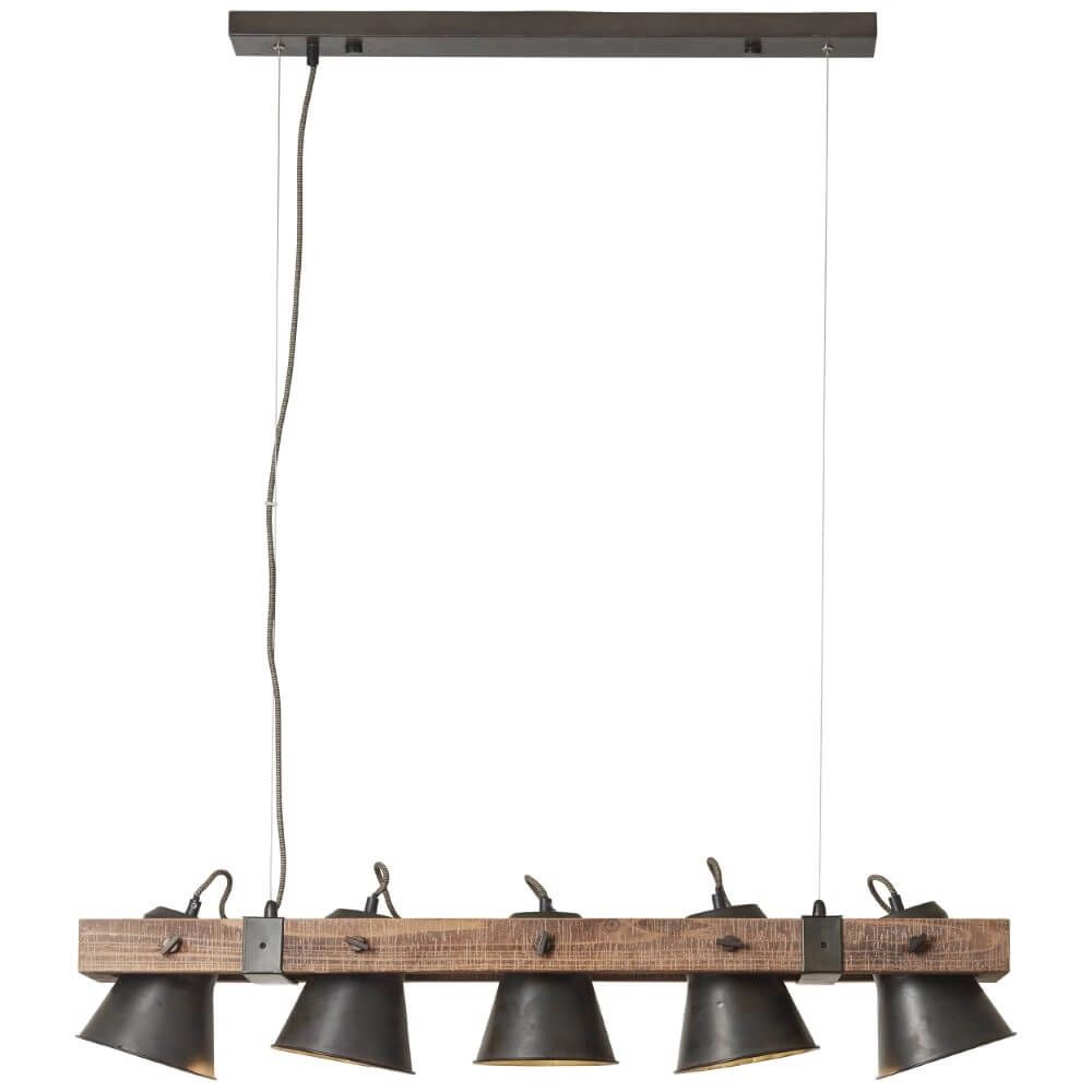 5-lichts hanglamp Decca zwart met bruin Brilliant 4004353361494