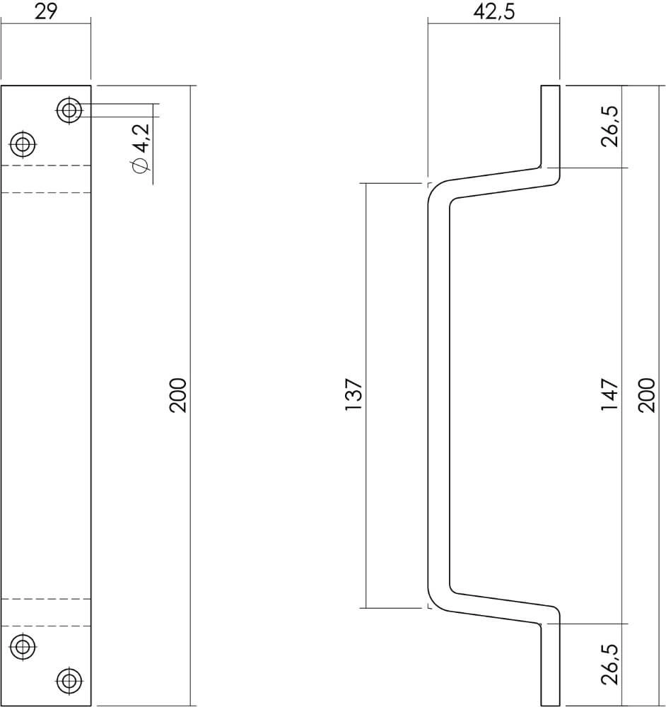 Deurgreep Gripon 200x29mm zwart Intersteel 8714186439524