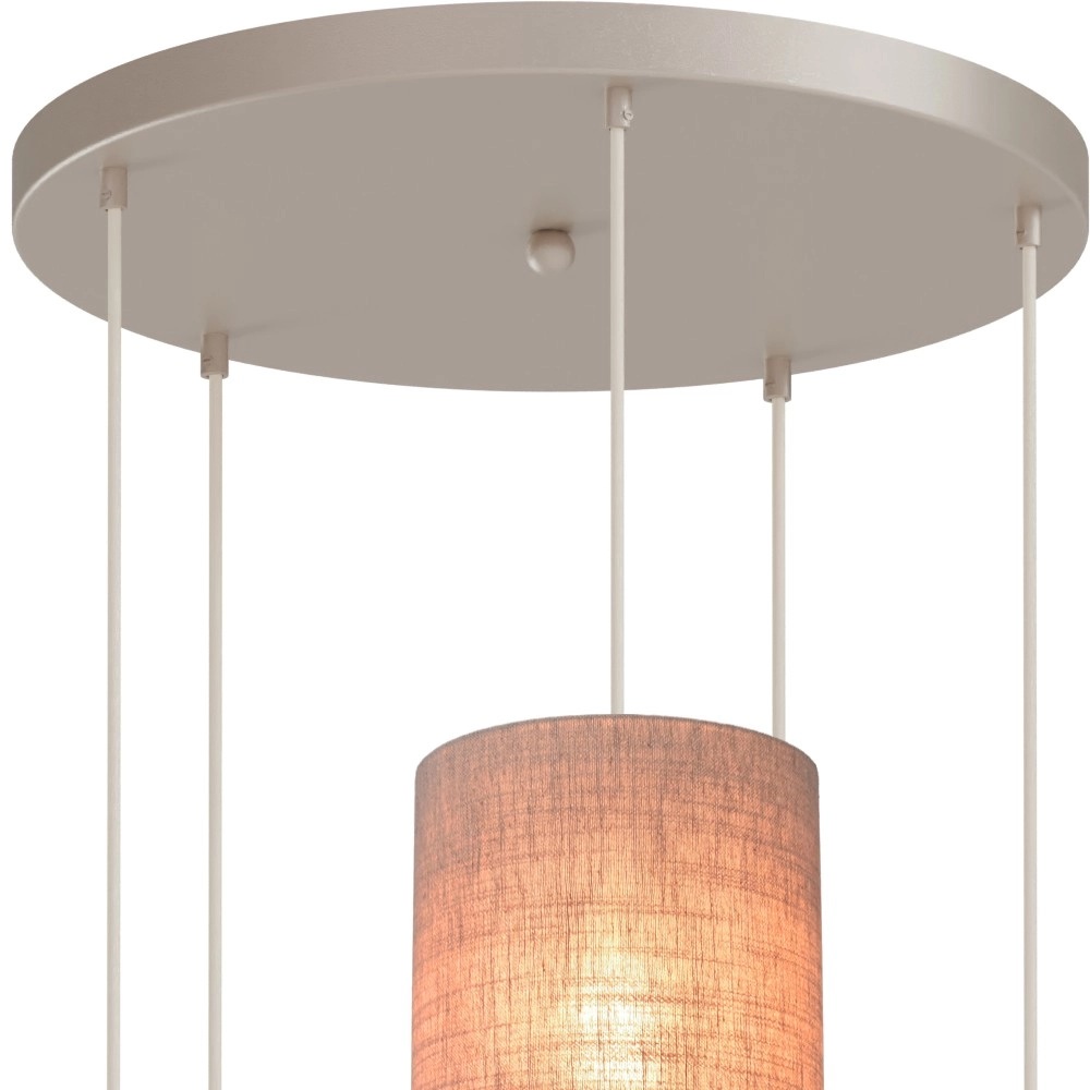 5-lichts hanglamp Lisbourg beige terra met beige grey kap Masterlight