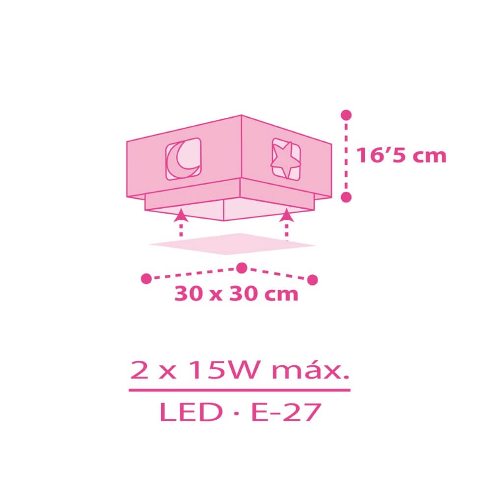 Vierkante plafondlamp Moonlight roze Dalber 8420406001579
