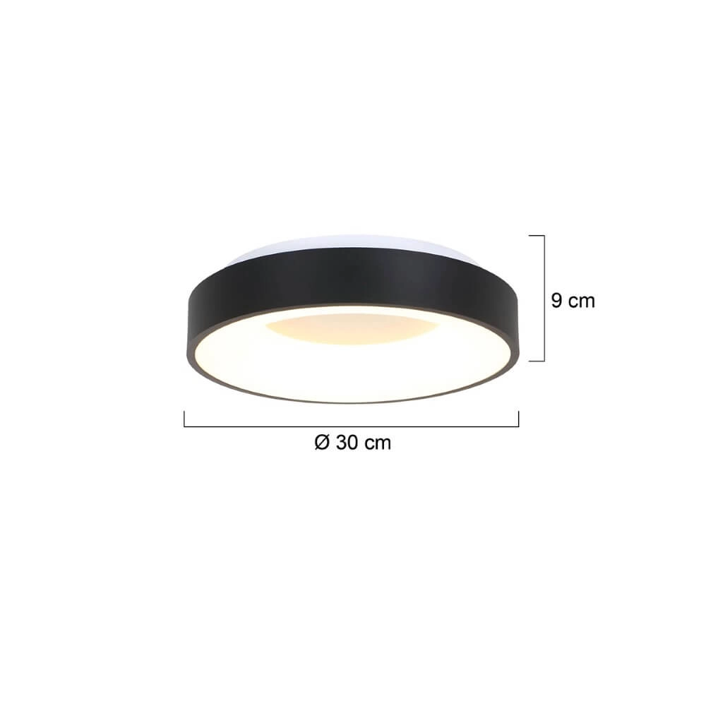 Zwarte plafondlamp Ringlede Ø 30cm Steinhauer 8712746135770