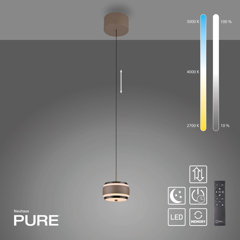 Strakke led pendel Pure Falling Rings bronce Paul Neuhaus 4012248396568