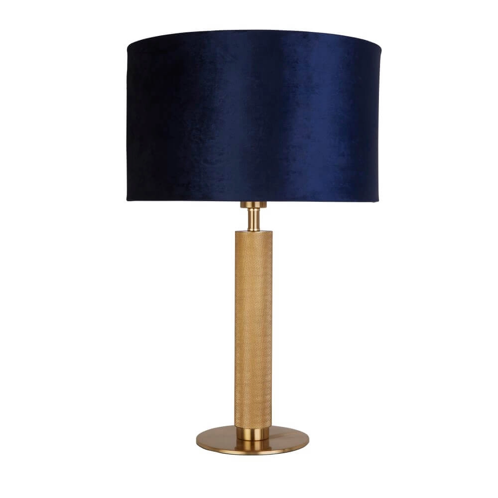 Gouden tafellamp London met blauwe kap Gouden tafellamp London met blauwe kap