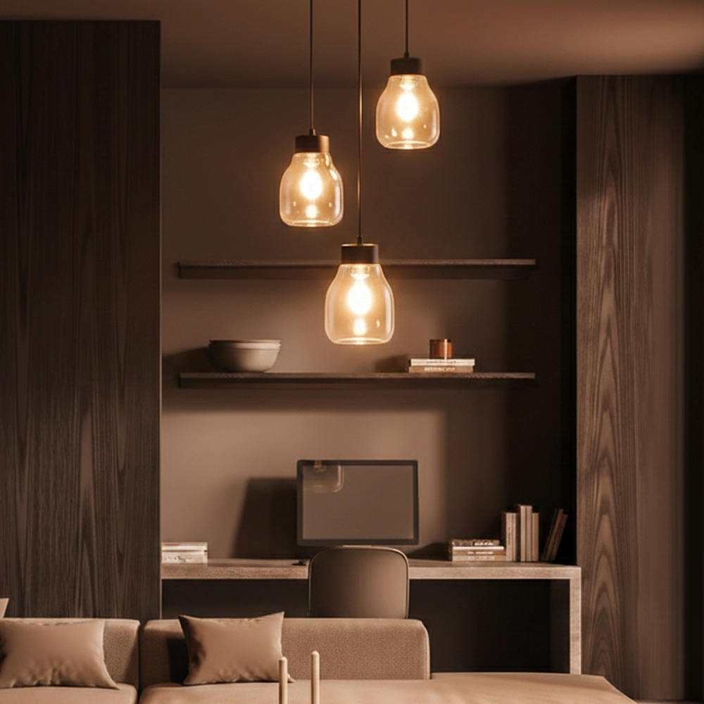 Hanglamp Blacu 3-lichts zwart rond