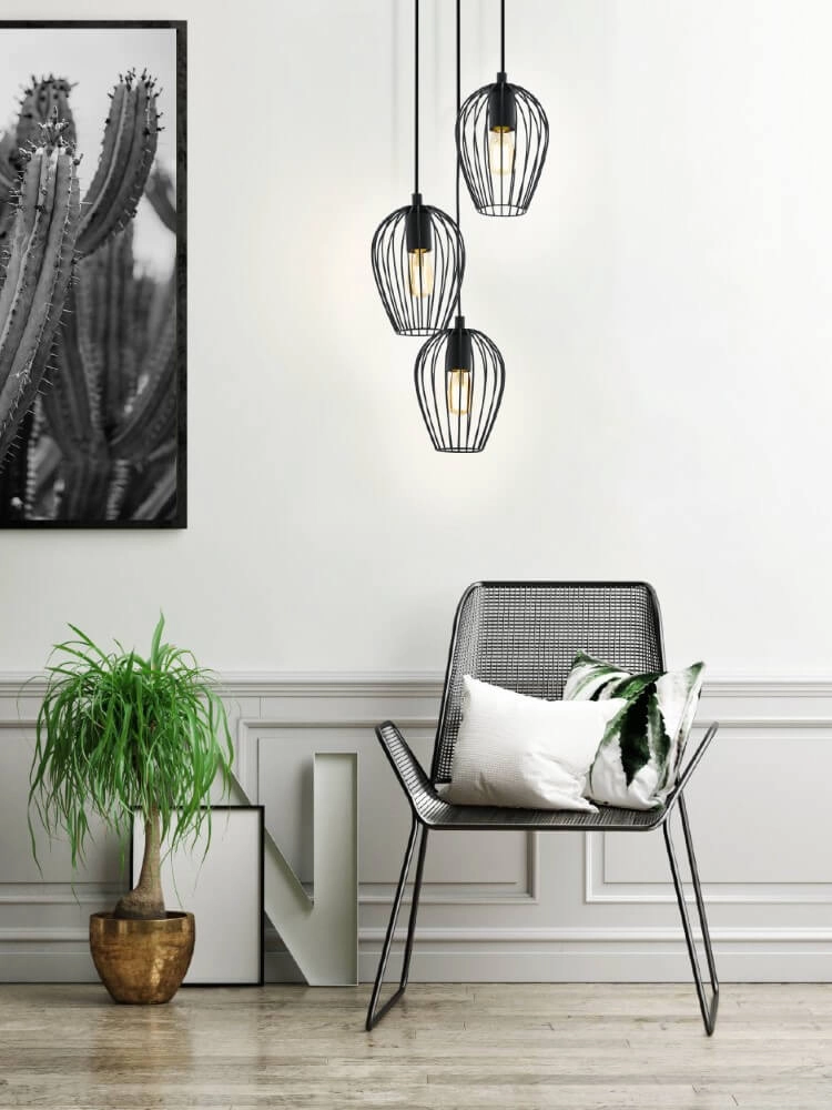 Vintage hanglamp Newtown Disk 3-lichts 38cm zwart Eglo 9002759494797