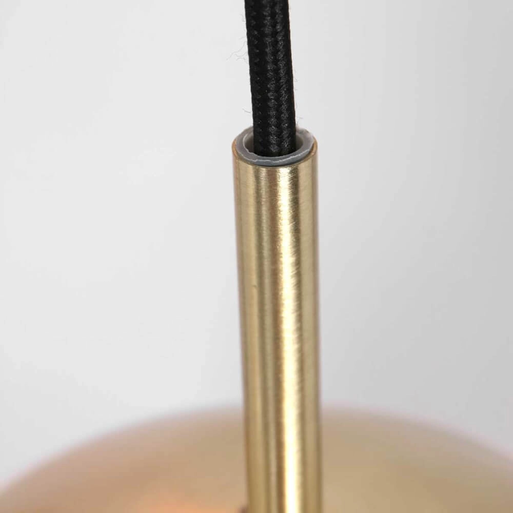 6-lichts glazen hanglamp Bolique goud met amber glas Steinhauer 8712746166415