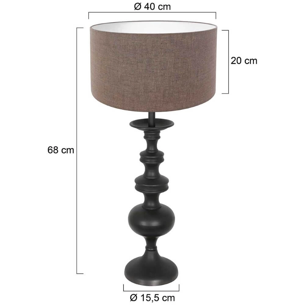 Klassieke schemerlamp Lyons C met taupe linnen kap Steinhauer 8712746166774