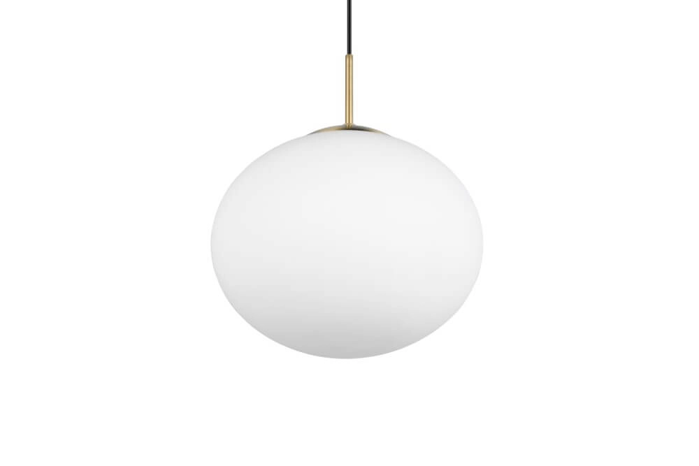 Ovale hanglamp Fomento Ø 30cm - messing met wit glas Trio 4017807616217