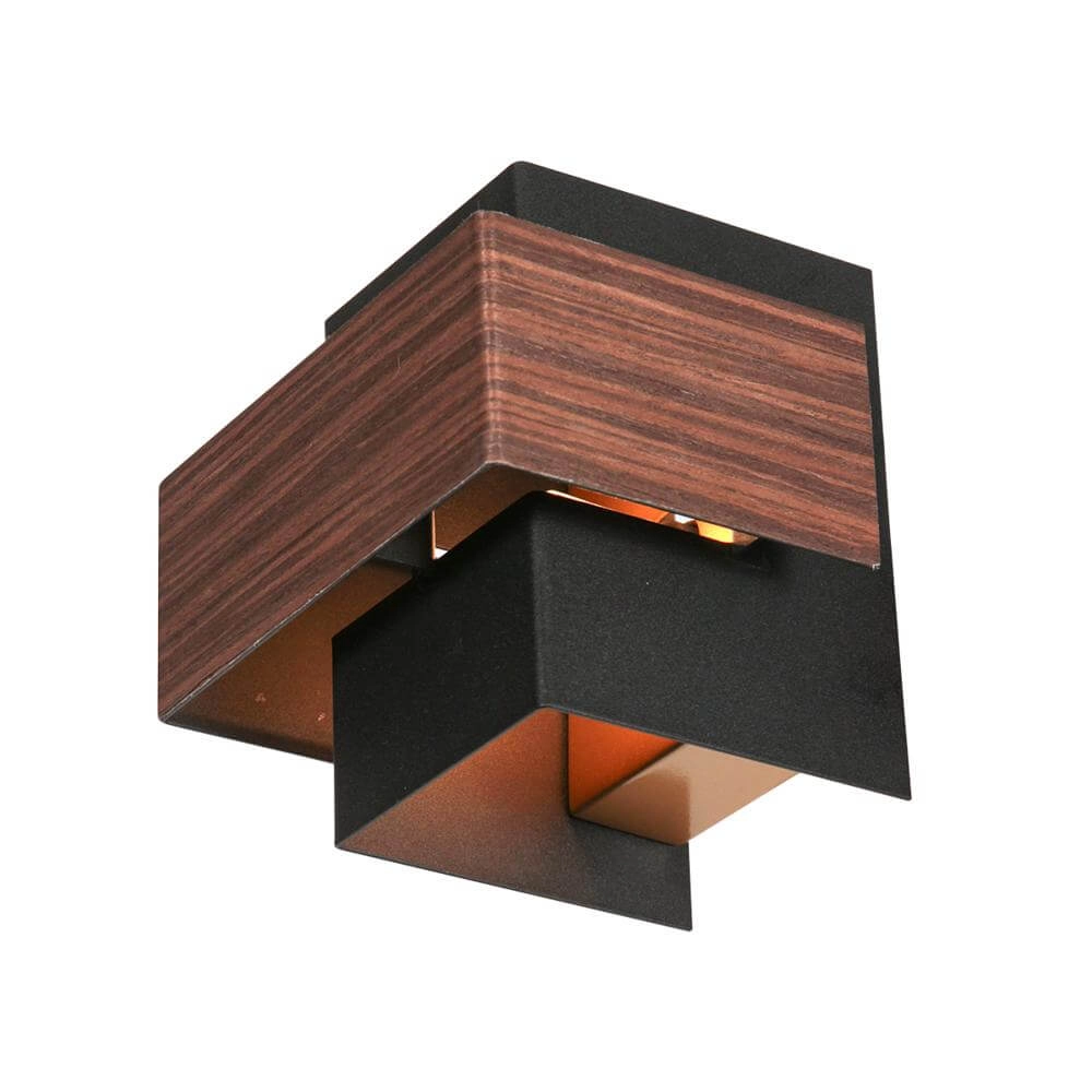 Wandlamp Muro zwart met hout S Steinhauer 8712746177749