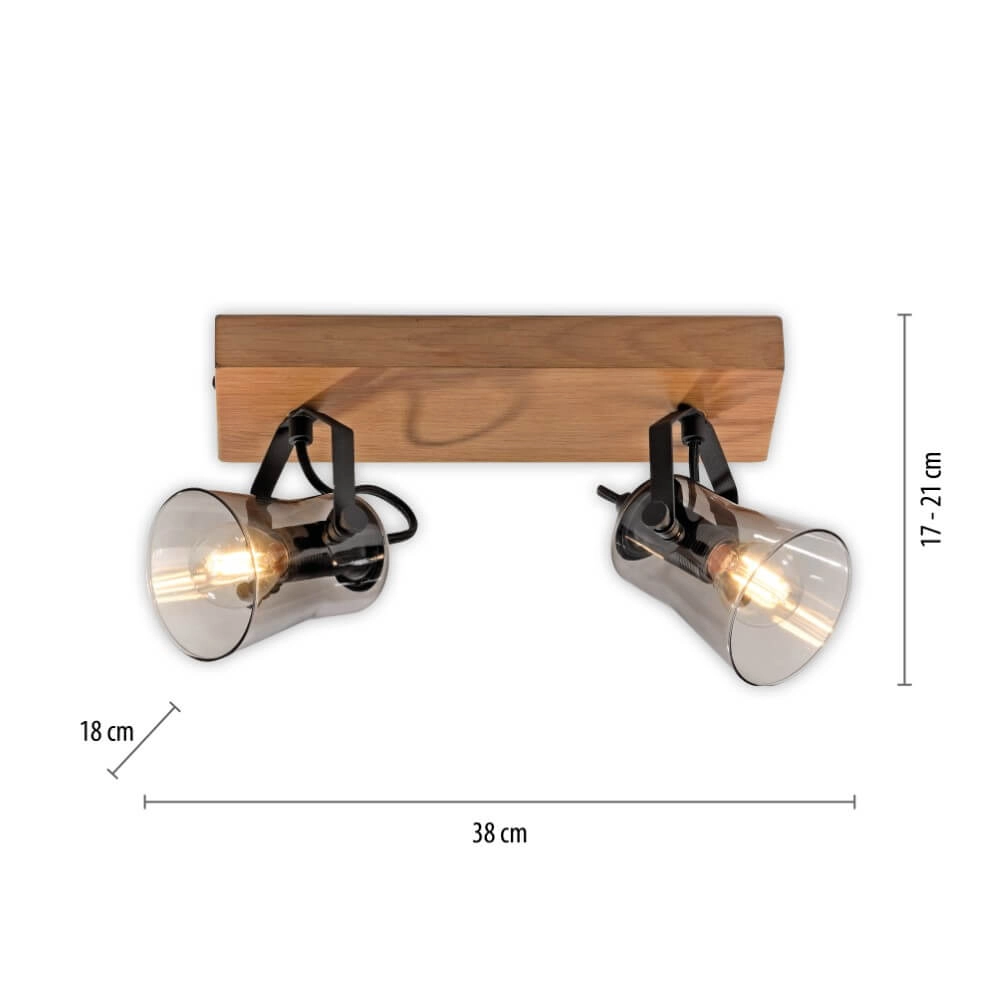 Plafondlamp Green Langstrom hout 2-lichts Just Light 4043689994877