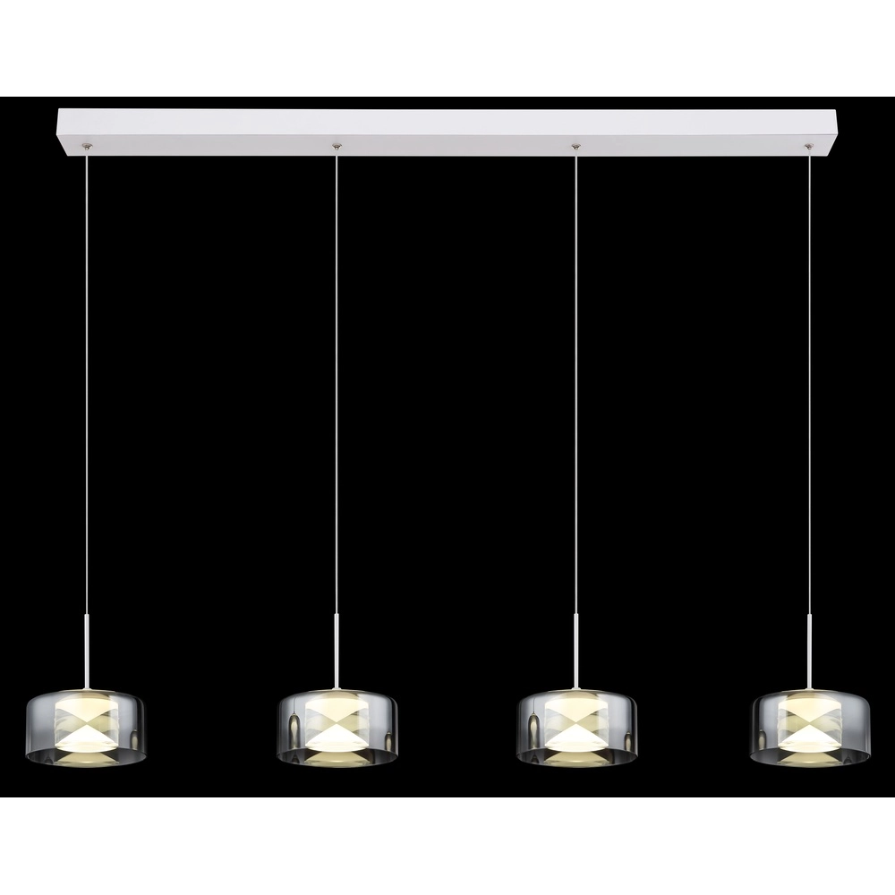 Design hanglamp Belinda 4-lichts wit met smoke glas Globo 9007371566372