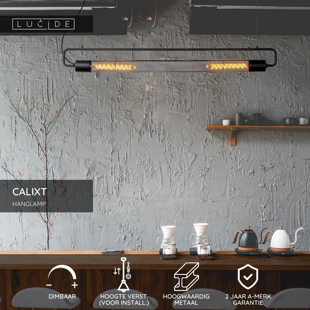 Design hanglamp Calixt zwart Lucide 5411212051479