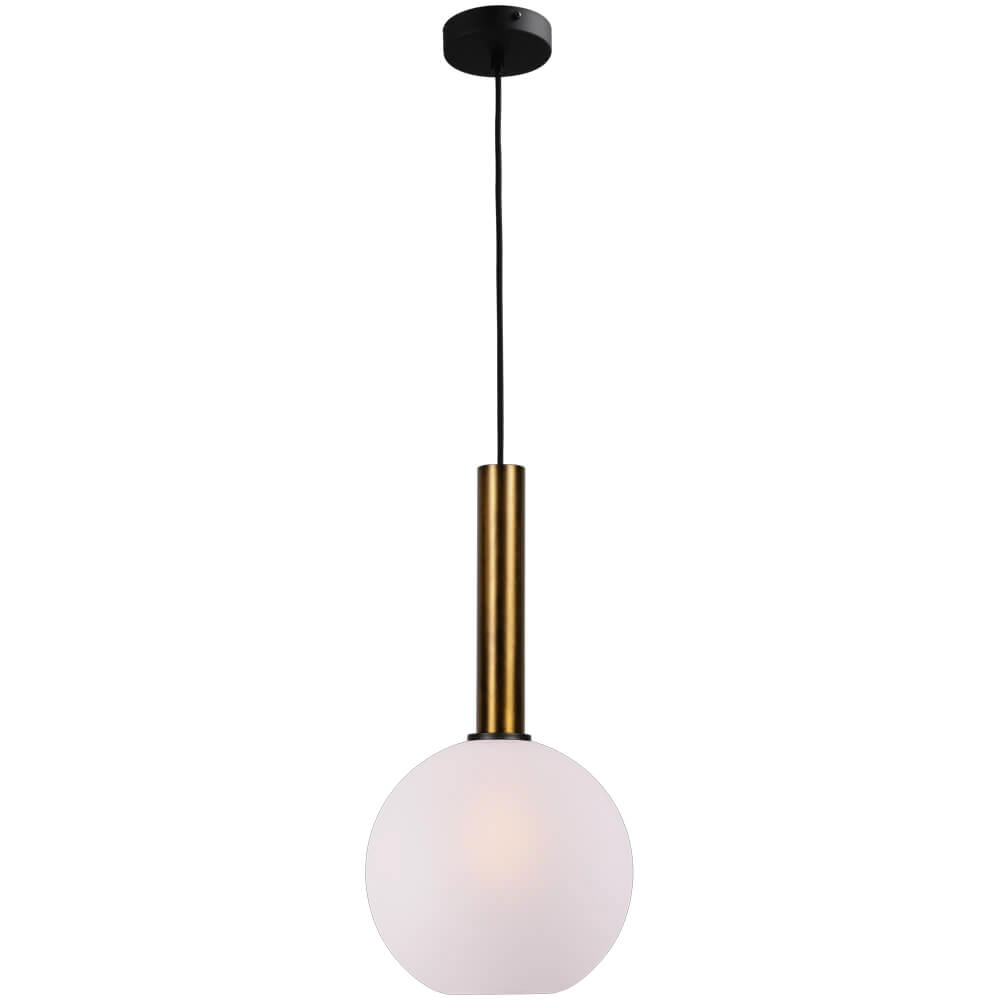 Hanglamp Ø 25cm Bella 2 Antiek messing met mat wit glas