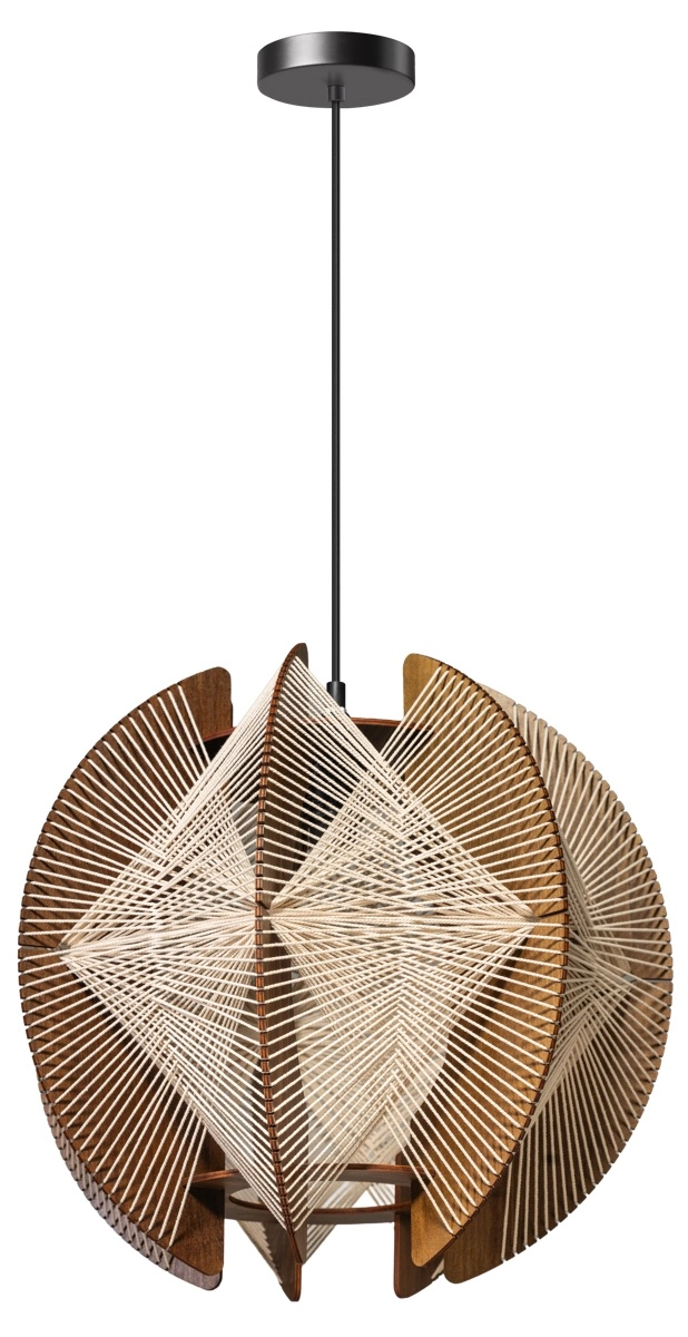Houten hanglamp met draden Jessica walnut - Ø 50cm