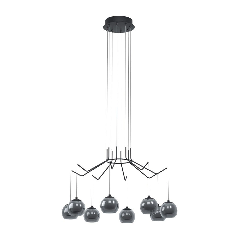 8-lichts hanglamp Rovigana zwart Stars of Light 9002759395117