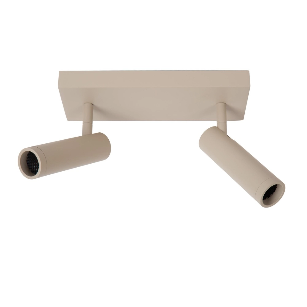 Strakke plafondlamp Grado 2-lichts zand bruin