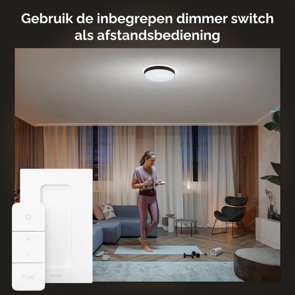 Plafondlamp Hue Enrave L - White Ambiance Ø 42,5cm zwart Philips 8718696176467