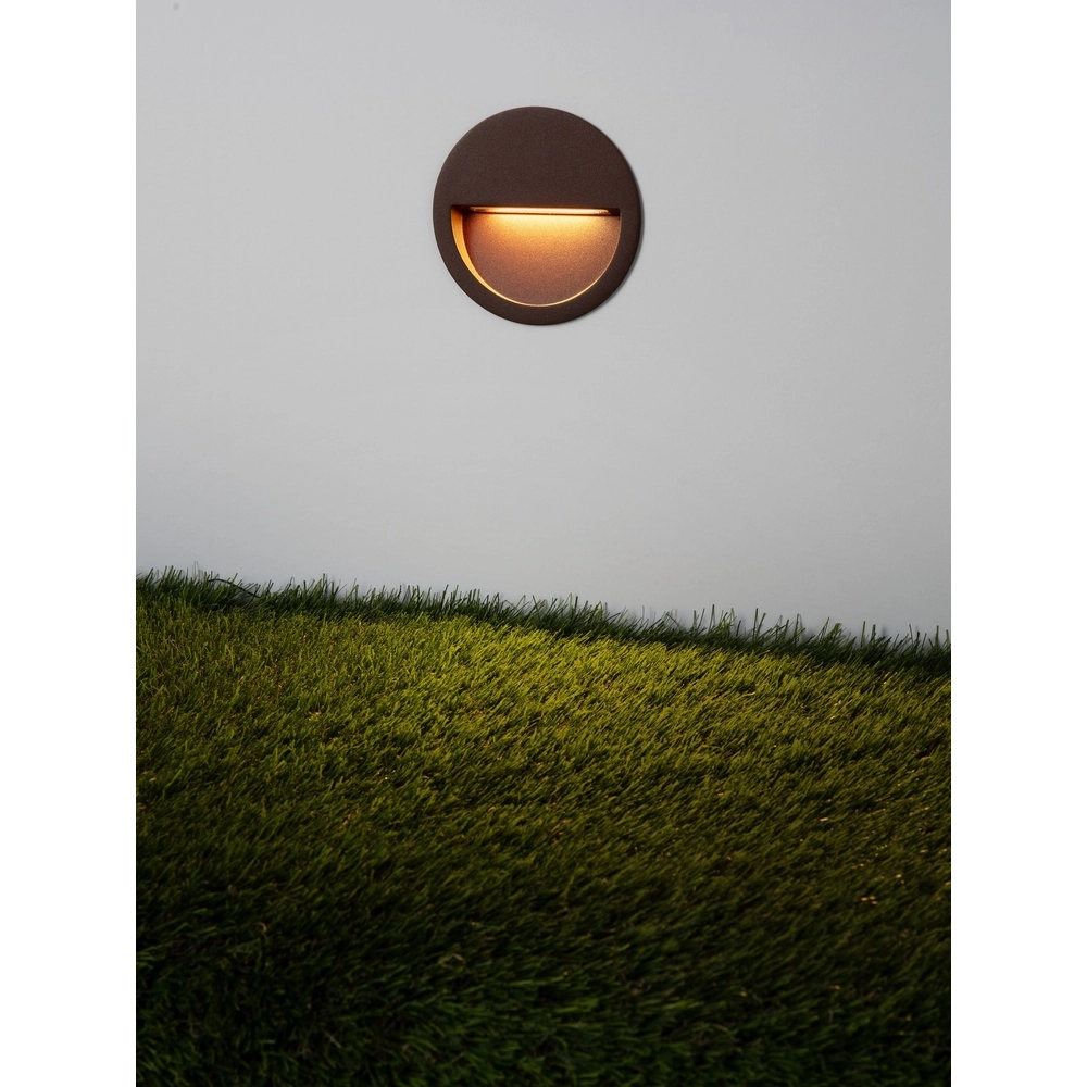 Ronde inbouw wandlamp Sete roestbruin Lyora 5212017497994