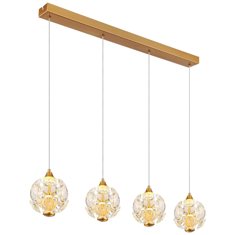 4-lichts hanglamp Virina goud