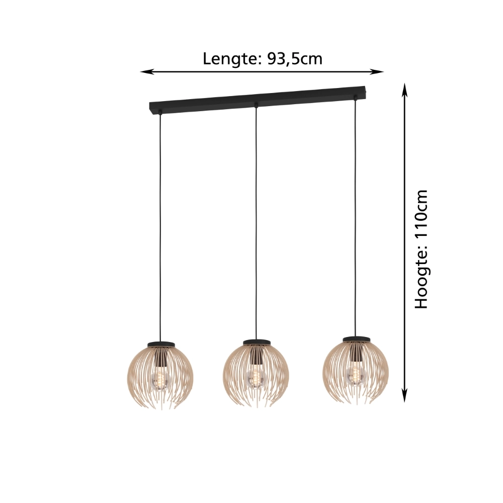 Design hanglamp Alhabia 3-lichts zand bruin Stars of Light 9008606353118