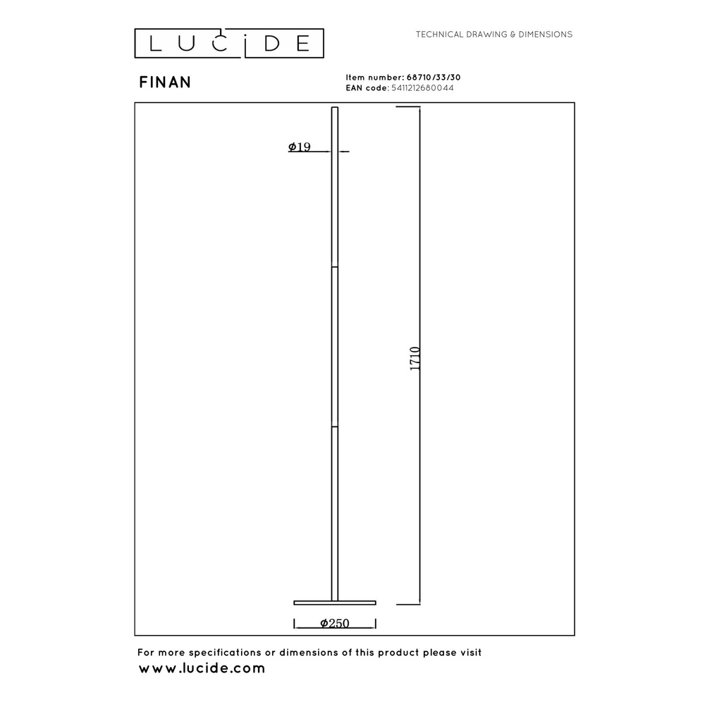 Design vloerlamp Finan zwart Lucide 5411212680044
