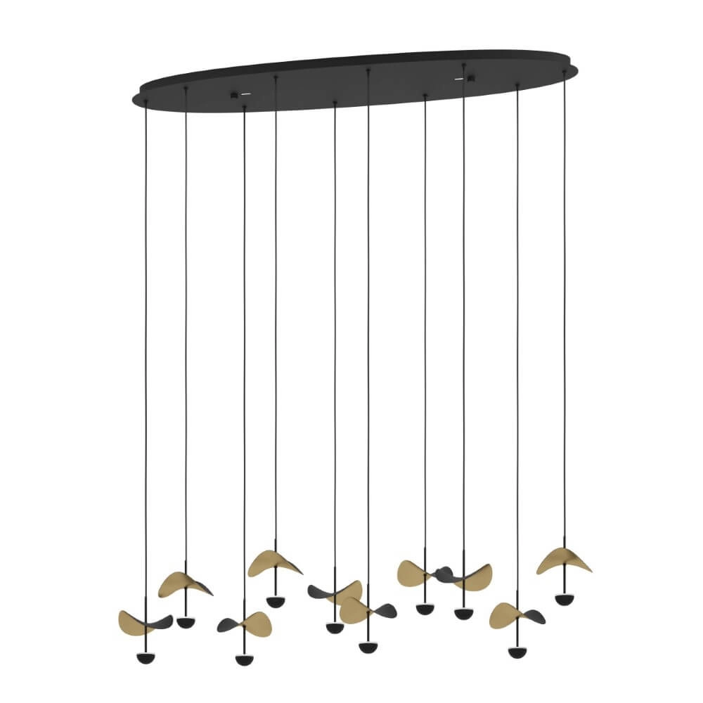 Ovale hanglamp Dracera zwart met goud Stars of Light 9008606270569