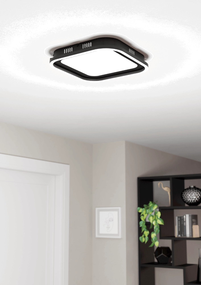 Zwarte plafonnière Calagrano 38x38 Eglo 9008606245000