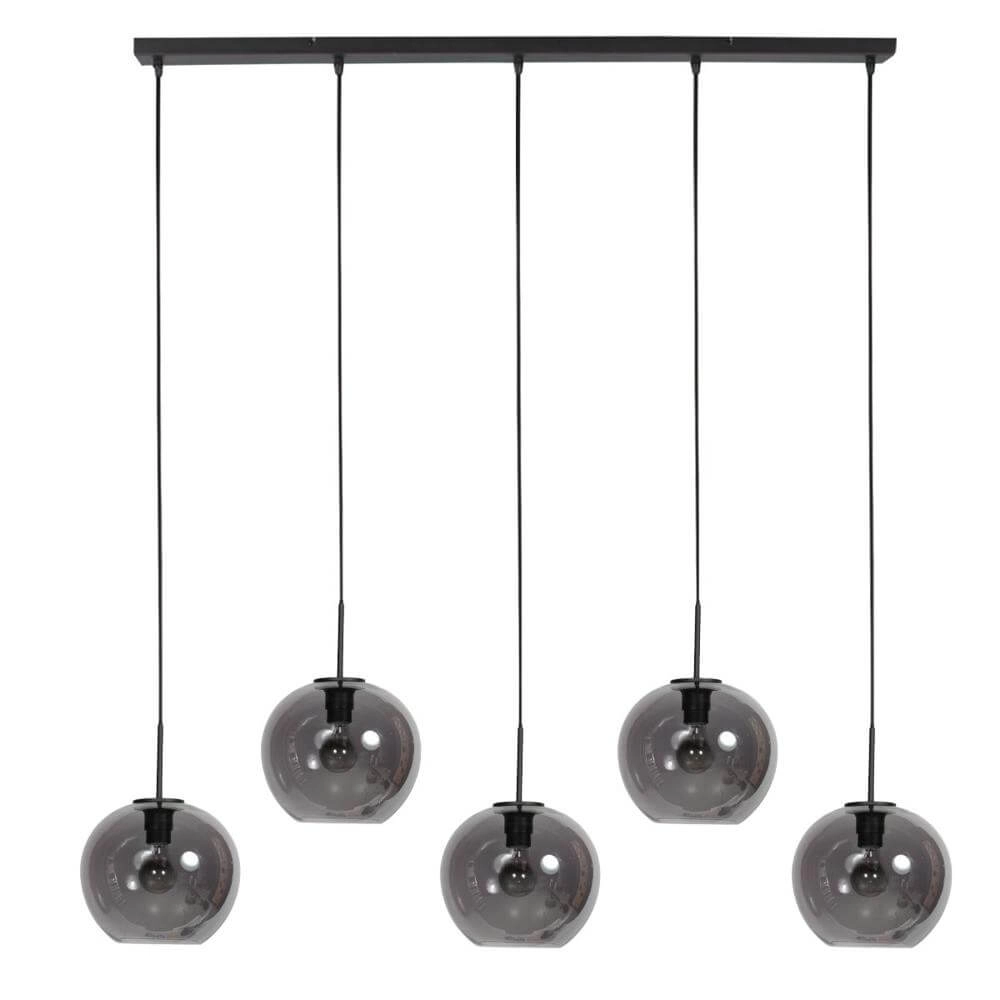 Hanglamp HaloSwap zwart met bol smoke glas Steinhauer 8712746179668