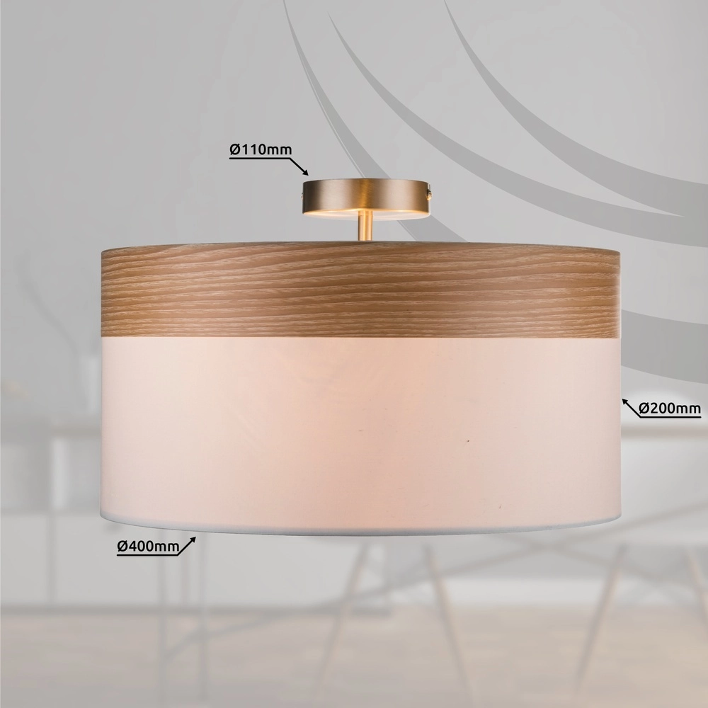 Plafondlamp Chipsy met houtlook Ø 40cm Globo 9007371334827