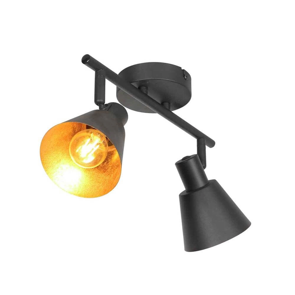 Plafondlamp Oeroe zwart met goud 2-lichts Steinhauer 8712746176339