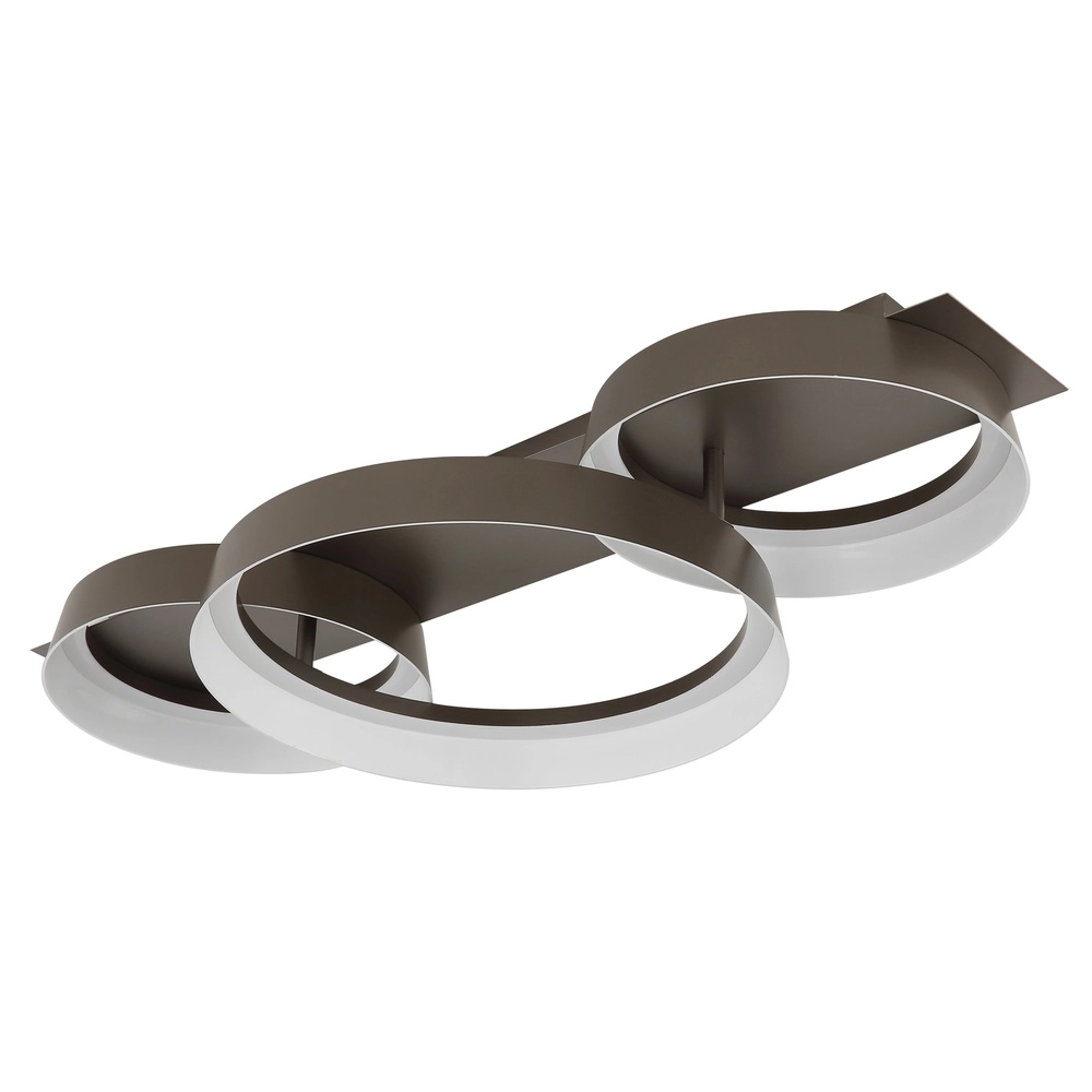 Strakke plafondlamp Syrakus koffie bruin 3 ringen Globo 9007371576081