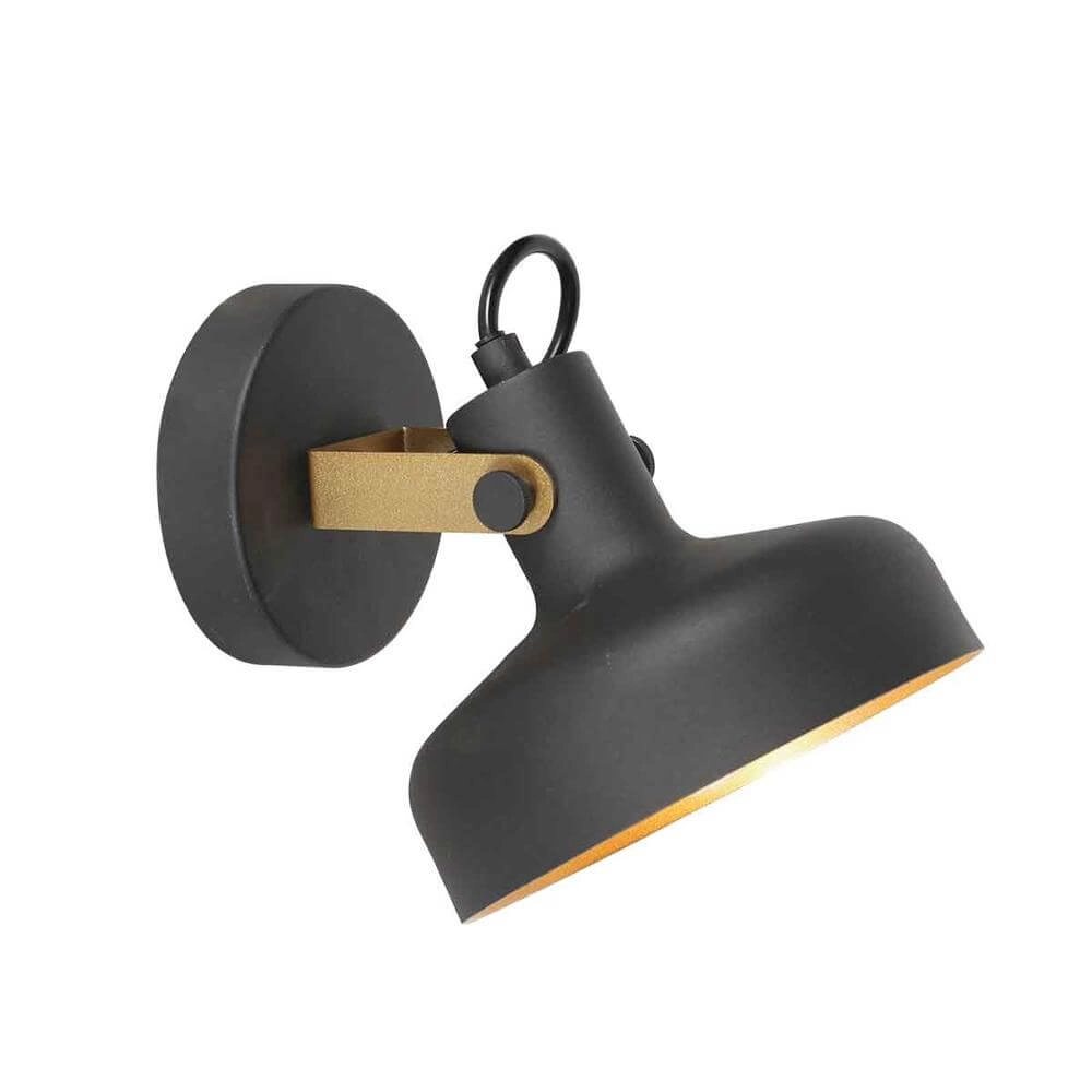 Wandlamp Prato zwart met goud