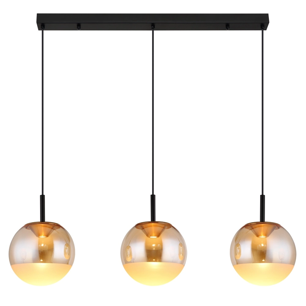 Design hanglamp Severin 3-lichts zwart met amber glas Globo 9007371549931
