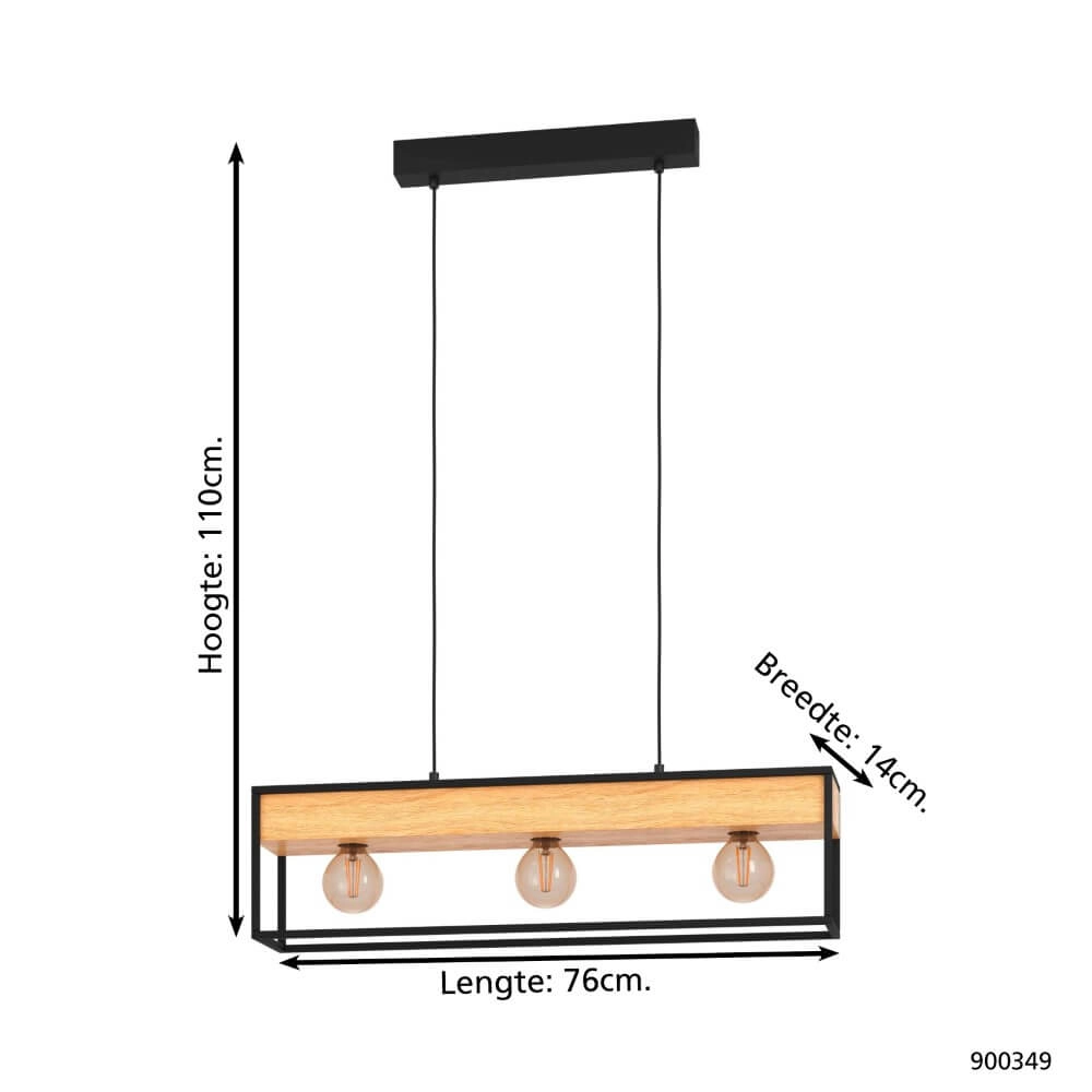 Hanglamp Libertad 1 met hout Eglo 9008606243501