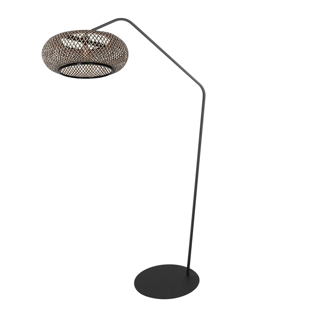 Booglamp ZigZag met zwart en rotan kap Steinhauer 8712746183047