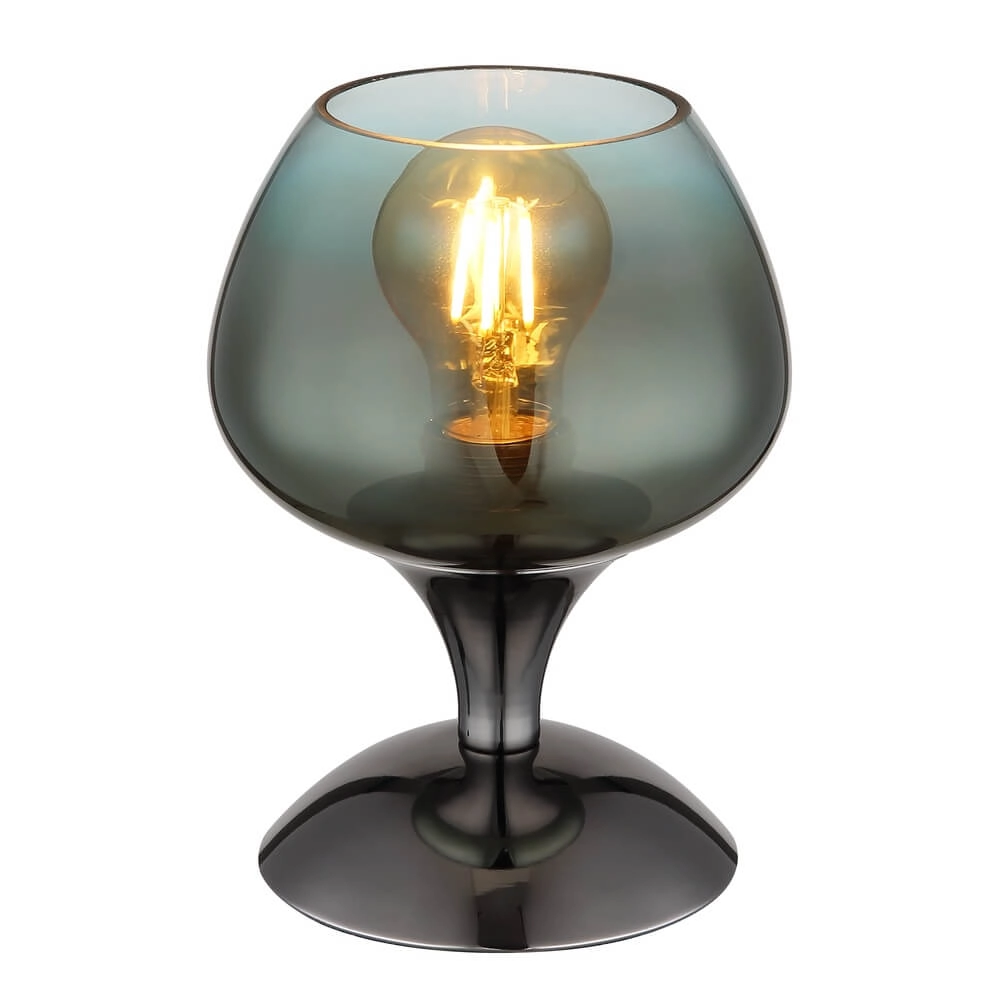 Gunmetal tafellamp Maxy met groen glas Ø 15cm