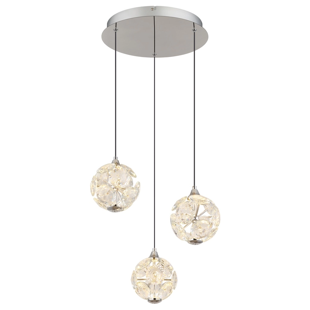 3-lichts hanglamp Virina chroom