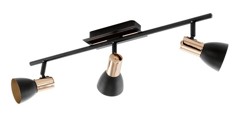 Led plafondspot Barnham led 3-lichts zwart met koper Led plafondspot Barnham led 3-lichts zwart met koper
