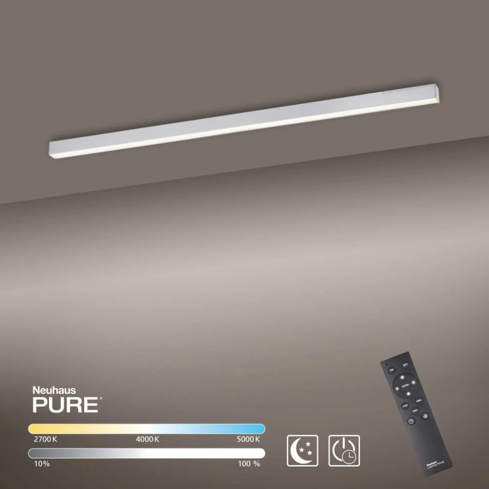 Strakke plafondlamp Pure Lines Straight aluminium Paul Neuhaus 4012248357897