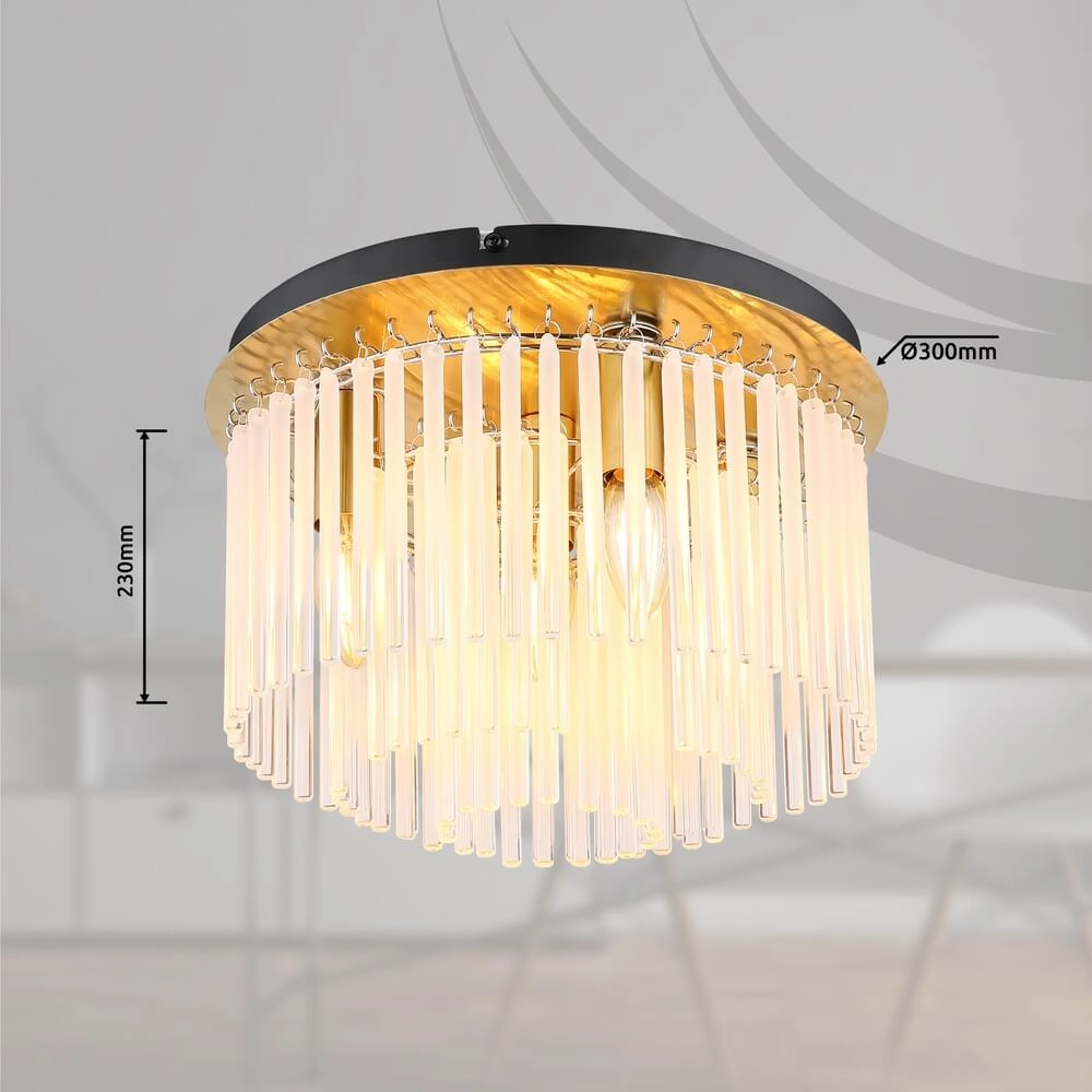 Gouden plafondlamp Gorley met glas Ø 32cm Globo 9007371455805