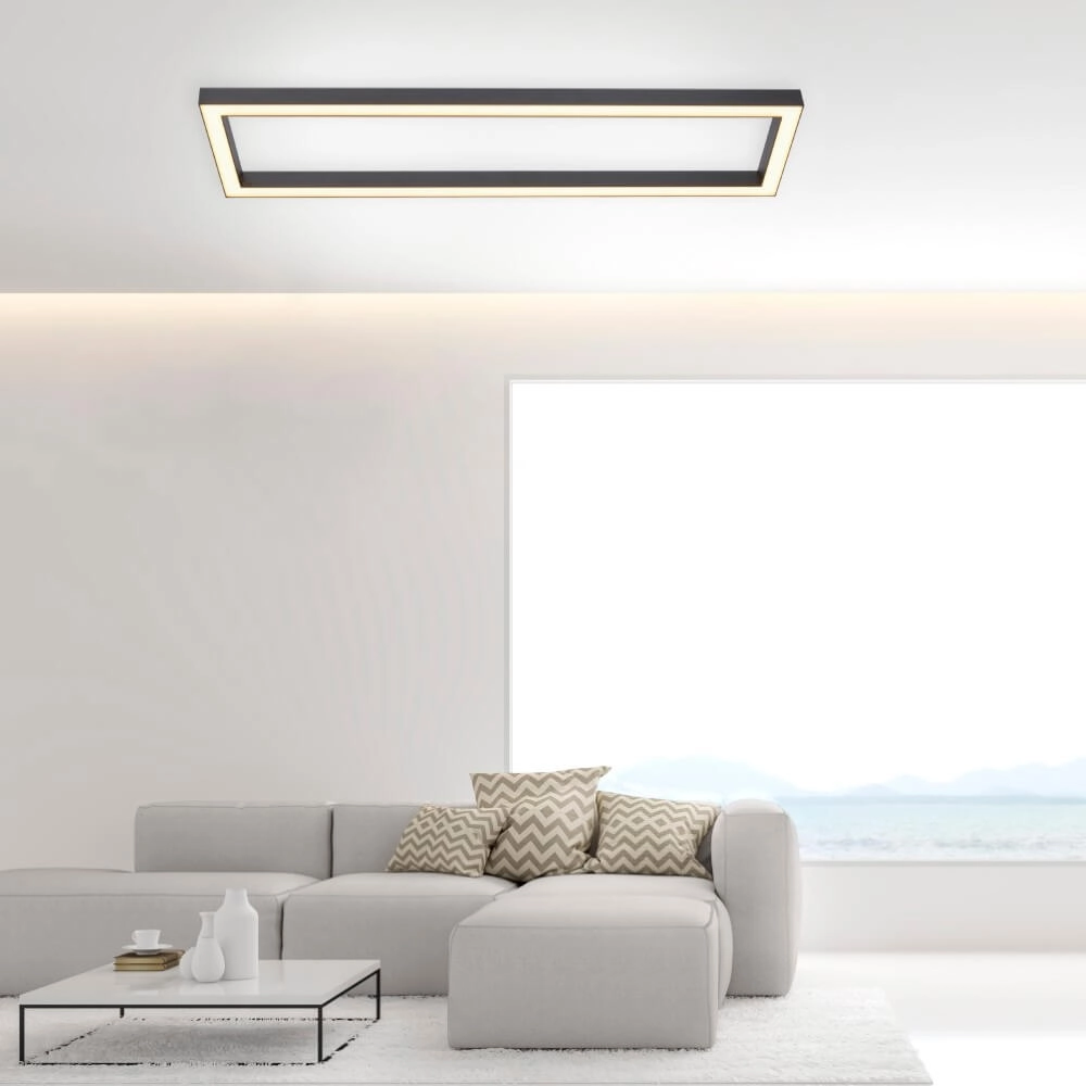 Rechthoekige plafondlamp Pure Lines Square antraciet Paul Neuhaus 4012248357941