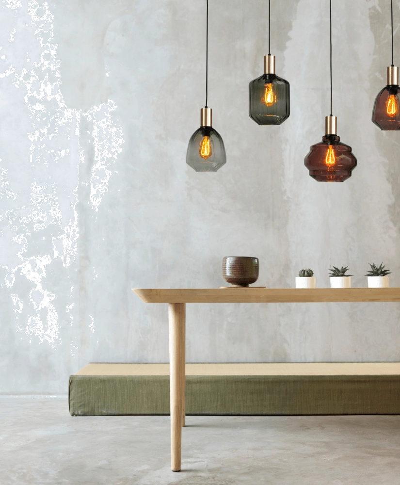 5-lichts hanglamp - goud - Porto met verschillende glazen Masterlight 8718121270371