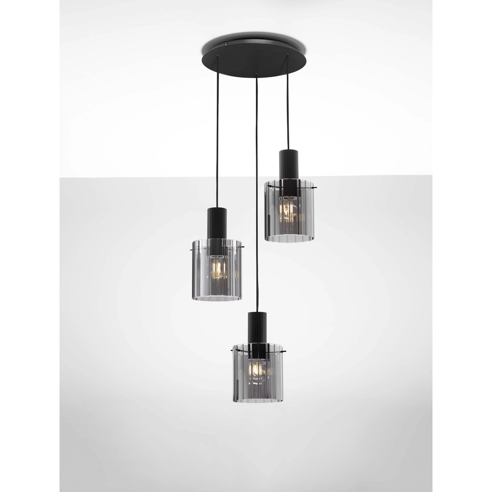 Design hanglamp Mirbi 3-lichts zwart rond